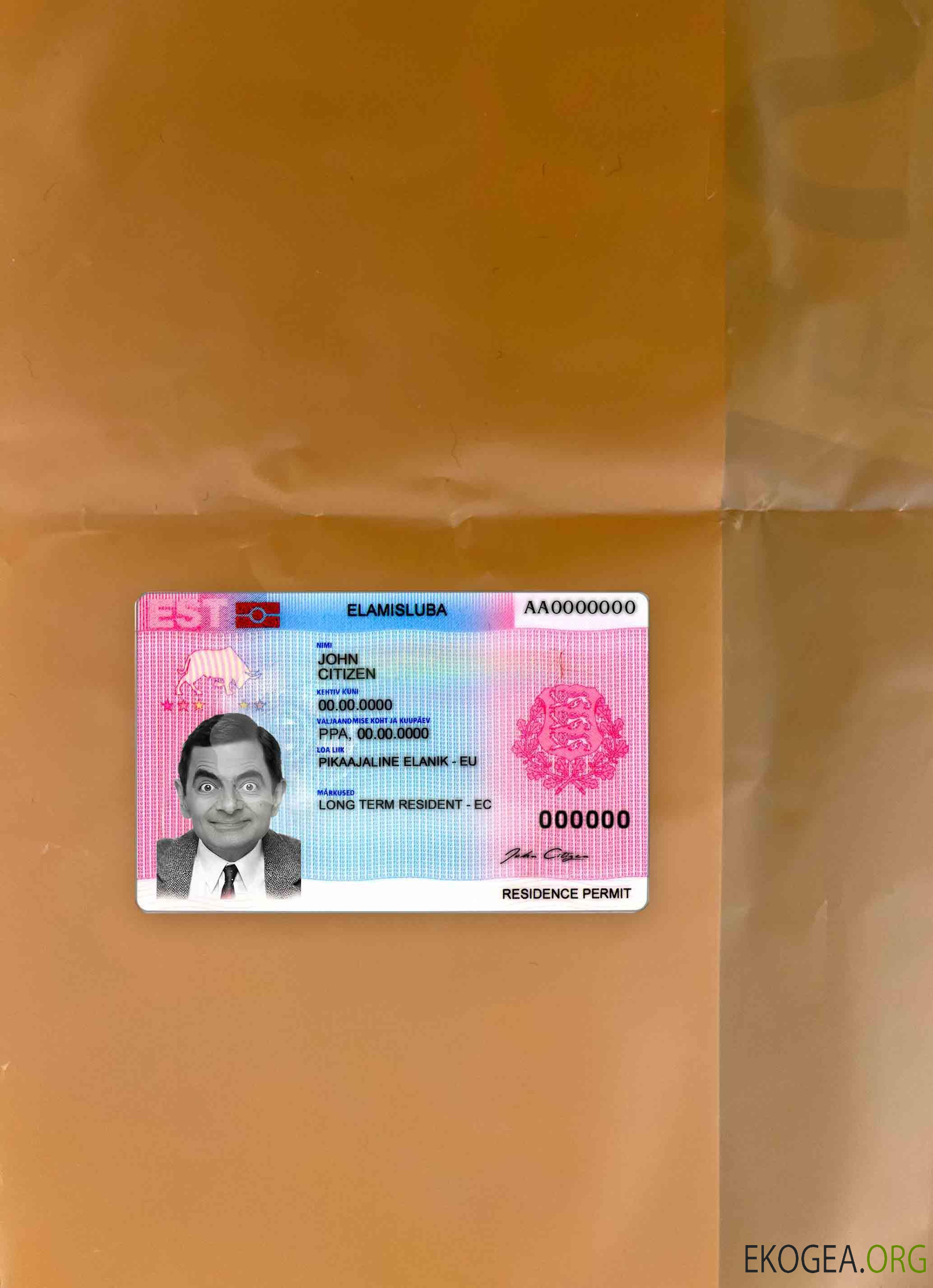 Photolook du permis de séjour en Estonie AVANT